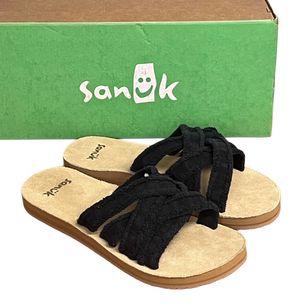 NWT Sanuk Women’s Black Fraidy Slide Sandals Size 6
